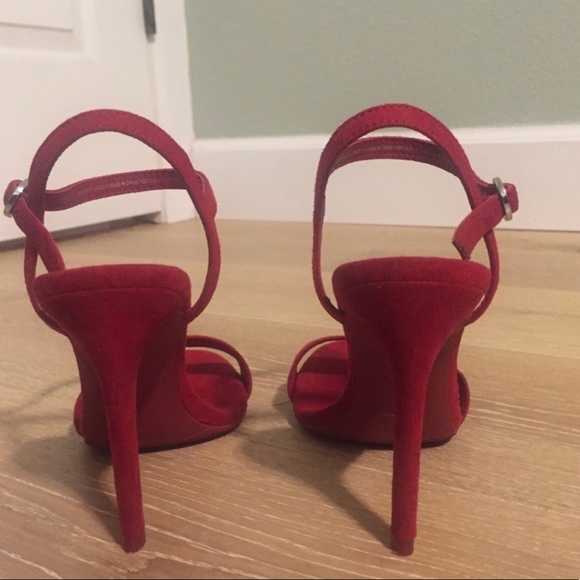 Red One Strap Heels - Picture 4 of 6